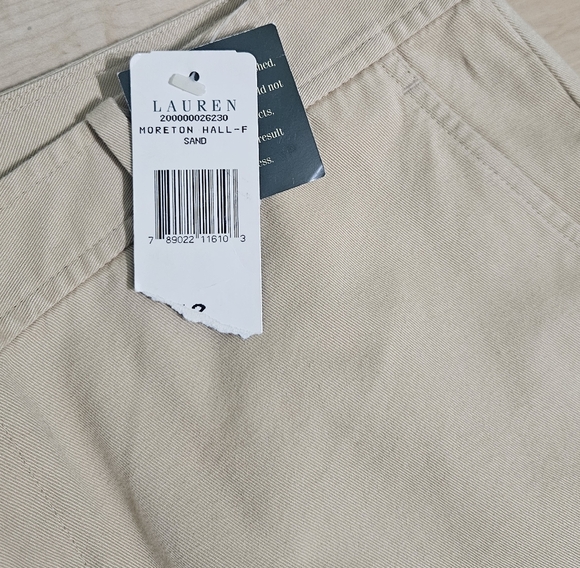 Lauren Ralph Lauren Moreton Hall-F Sand Tan Straight Leg Cotton Pants sz 12 NWT - Picture 5 of 7